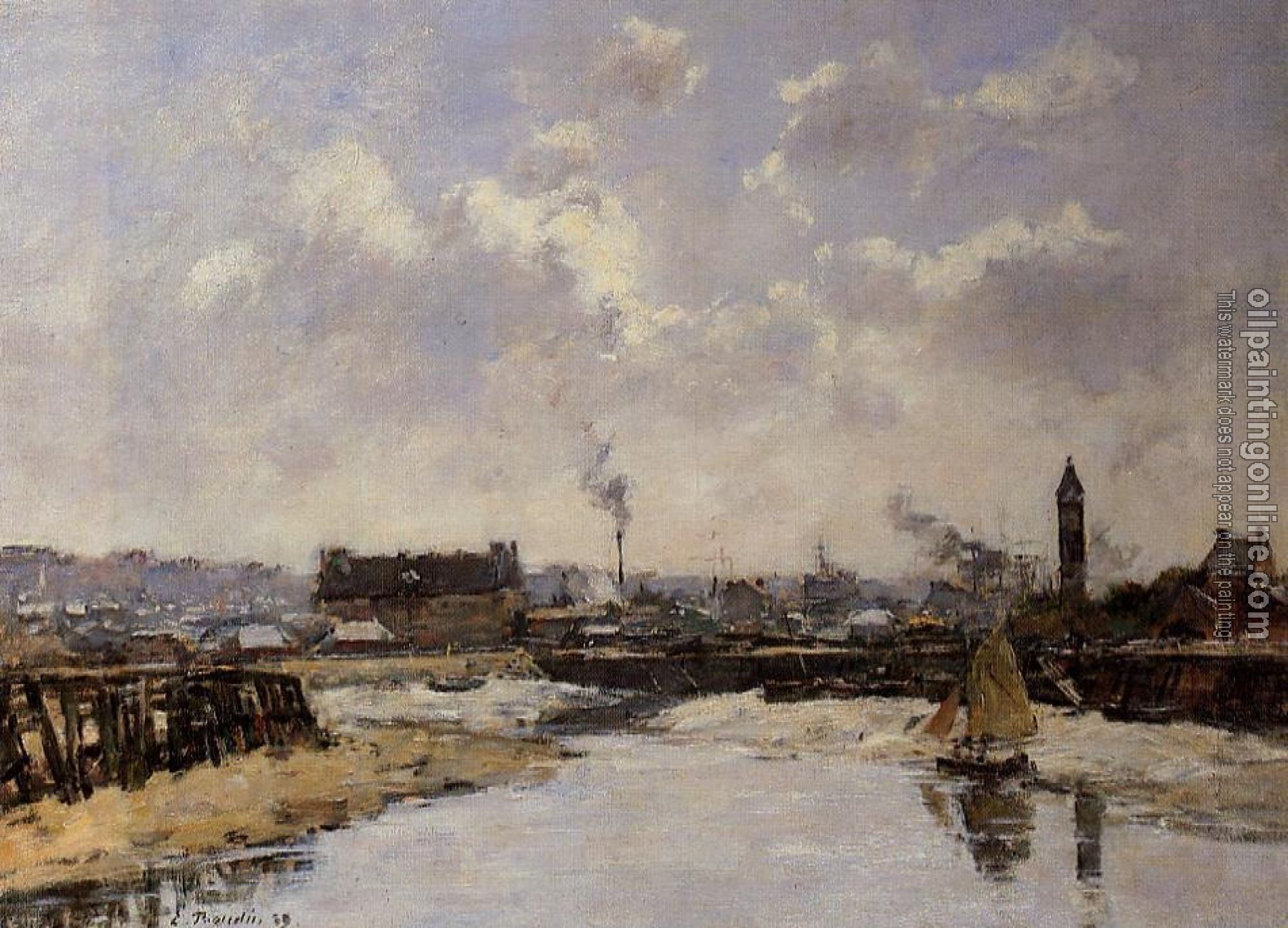 Boudin, Eugene - Trouville, the Port, Low Tide, Morning